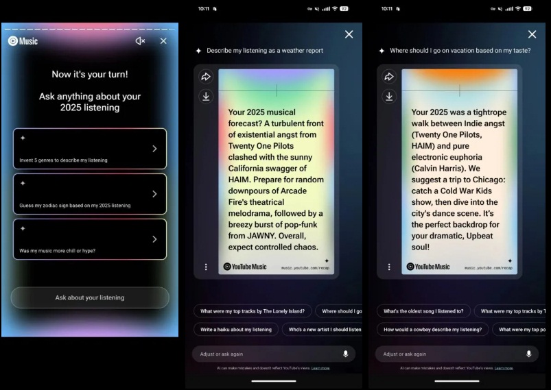 Tính năng Recap của YouTube Music 2025 (Ảnh: Internet)