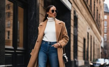 Mặc gì với quần jeans ống đứng khi trời lạnh giá? 10 gợi ý vừa ấm vừa thời trang Áo len cổ lọ + áo khoác len