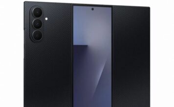 Điện thoại gập 3 màn hình Galaxy Z TriFold của Samsung chính thức ra mắt Điện thoại gập 3 màn hình Galaxy Z TriFold màu đen (Ảnh: Internet)