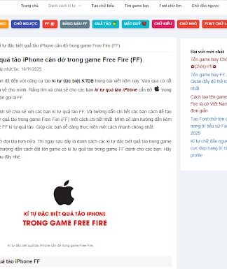 Cùng giới trẻ khám phá “kí tự quả táo iPhone” cùng kho kí tự đặc biệt tại KTDB.NET kí tự quả táo iPhone
