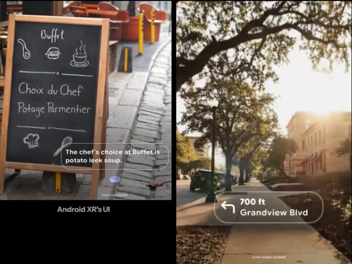 Giao diện của nguyên mẫu kính Android XR của Google (Ảnh: Internet) Giao diện của nguyên mẫu kính Android XR của Google (Ảnh: Internet)