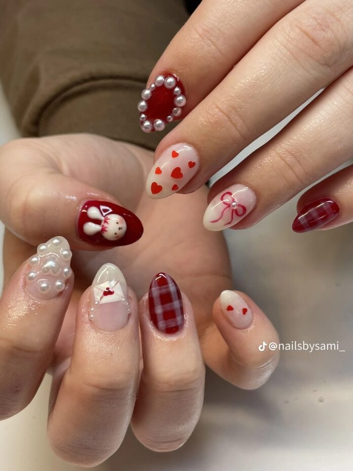 Nail thỏ tông đỏ