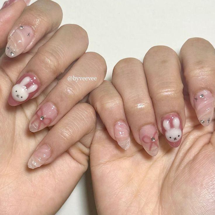Nail thỏ tone màu hồng