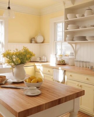 màu nhà bếp năm 2026 Vàng nhạt