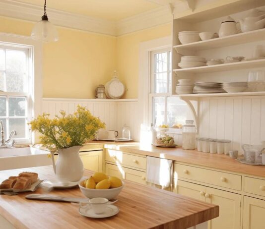 màu nhà bếp năm 2026 Vàng nhạt