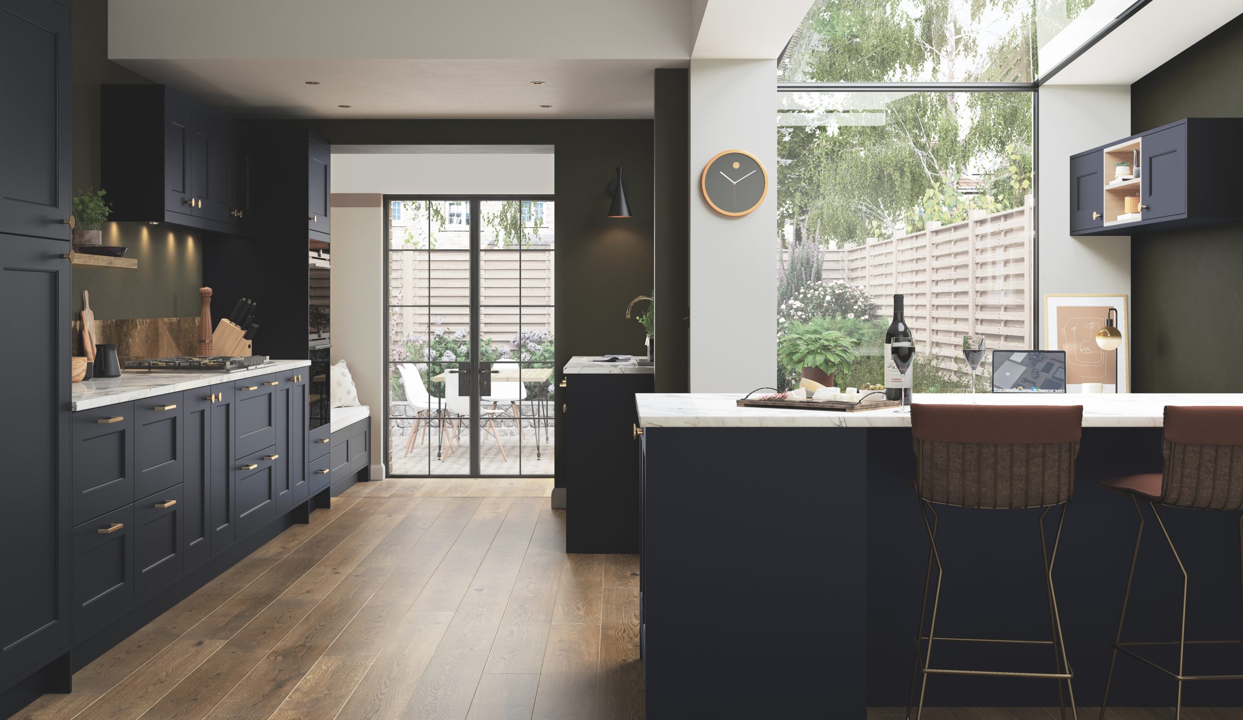 Xanh than giúp nhà bếp có chiều sâu mà không quá nặng nề (Ảnh: Internet)