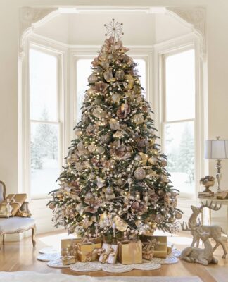 10 ý tưởng trang trí Giáng sinh lung linh cho ngôi nhà mùa lễ hội Cây thông màu champagne