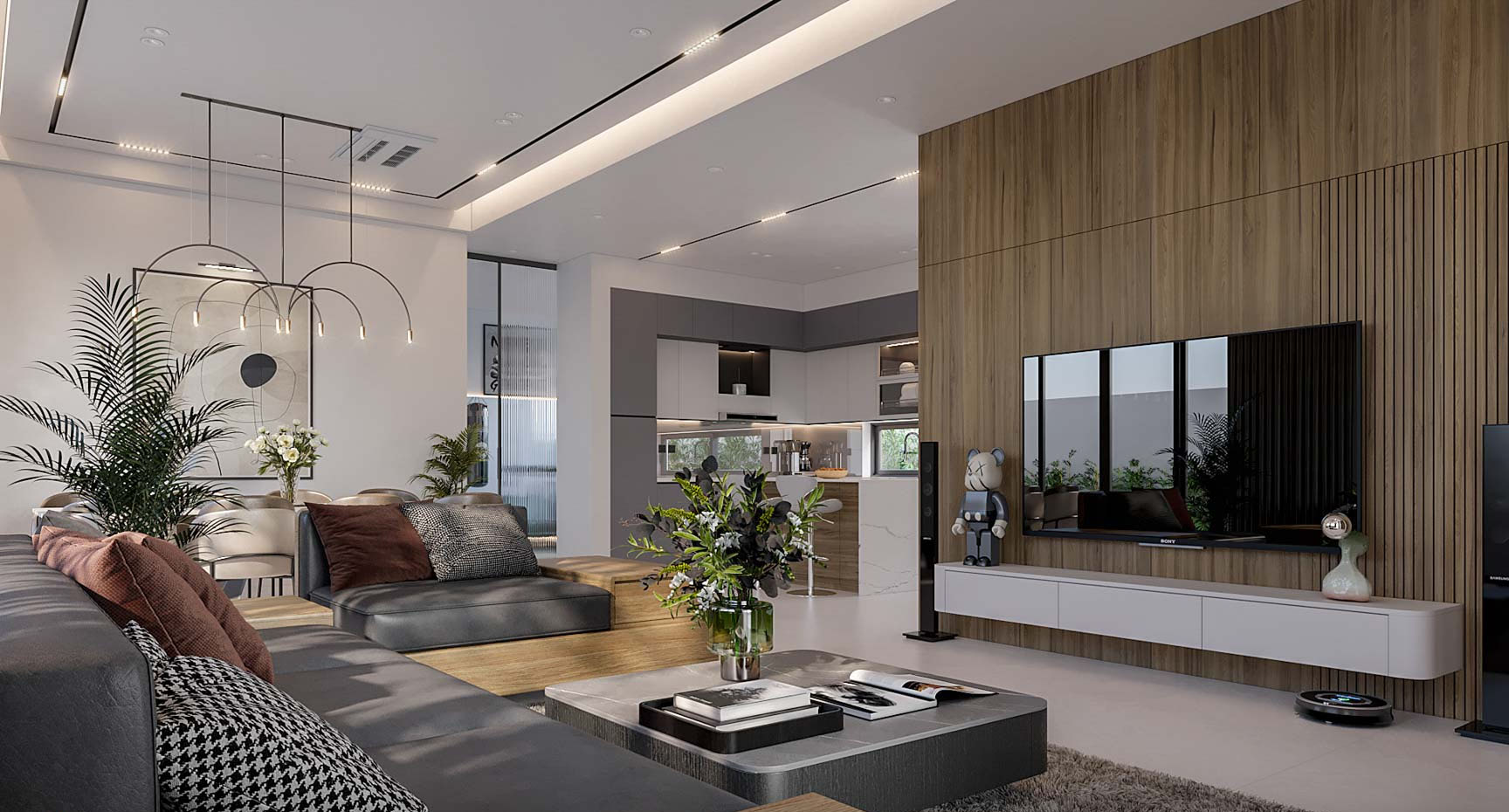 Trang trí cây xanh để không gian trông sinh động và có chiều sâu hơn