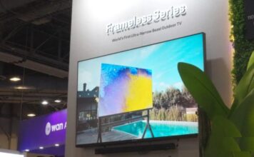 10 sản phẩm công nghệ thú vị tại CES 2026: TV dùng ngoài trời, robot lau nhà leo cầu thang Sylvox Frameless Pro tại CES 2026 (Ảnh: Internet)