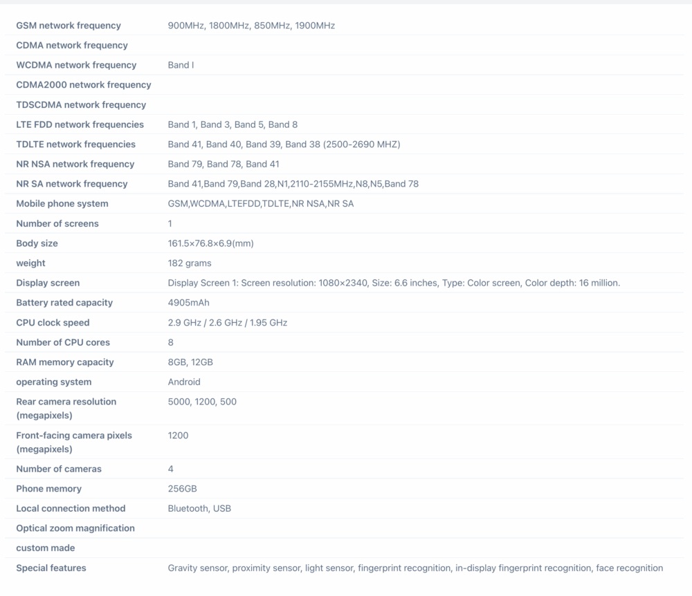 Danh sách chứng nhận TENAA của điện thoại Galaxy A57 (Ảnh: Internet)