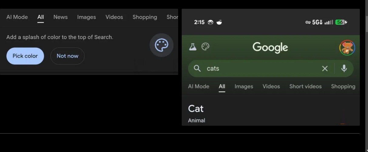 Tính năng tô màu kết quả tìm kiếm của Google trên thiết bị di động (Ảnh: Internet)
