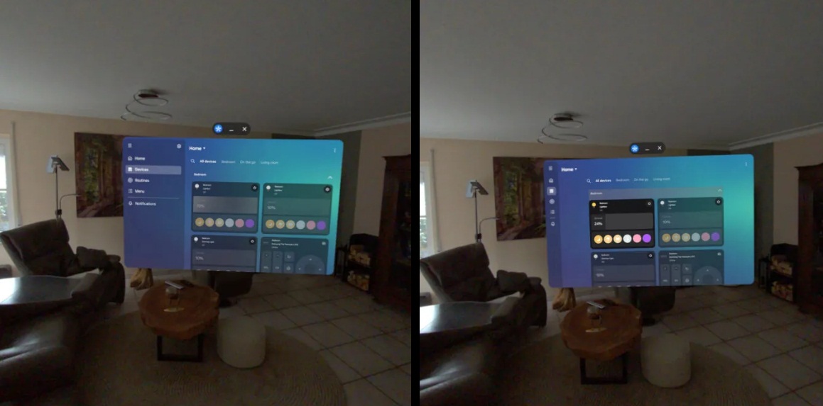 Ứng dụng SmartThings cho kính Galaxy XR (Ảnh: Internet)