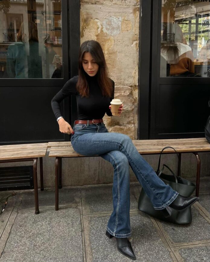 Quần jeans phối thắt lưng da