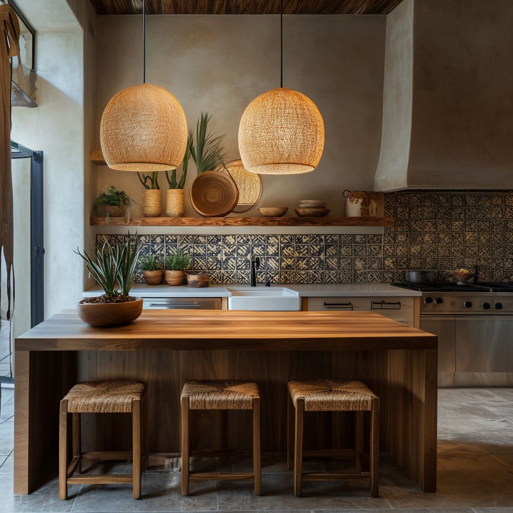 Bên cạnh màu sắc và vật liệu, kết cấu đóng vai trò quan trọng trong việc tạo cá tính cho nhà bếp