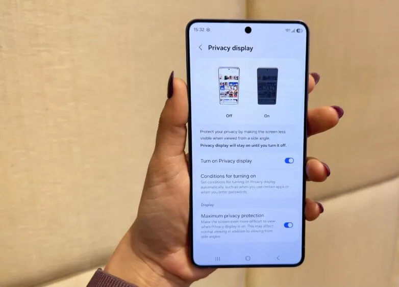 Cài đặt tính năng màn hình riêng tư của điện thoại Galaxy S26 Ultra (Ảnh: Internet)