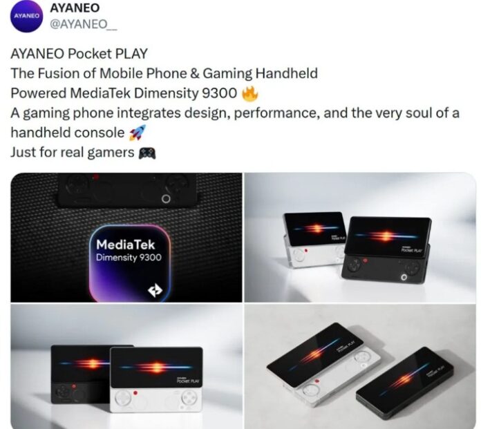 Bài đăng của AYANEO nói về điện thoại Pocket Play sử dụng chip Dimensity 9300 (Ảnh: Internet)
