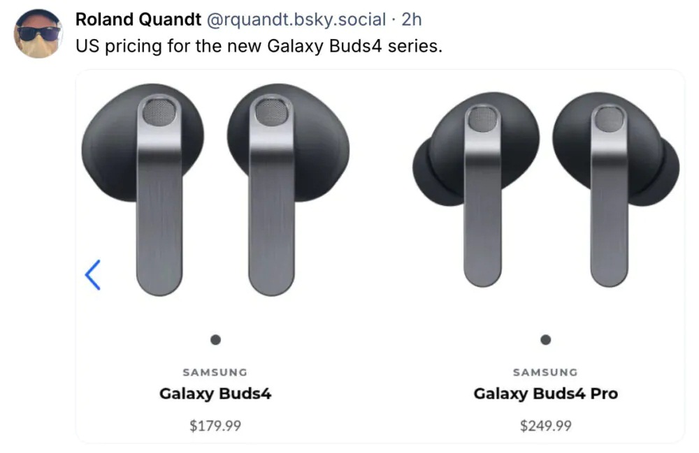 Thông tin tiết lộ về giá bán của dòng tai nghe Galaxy Buds 4 (Ảnh: Internet)
