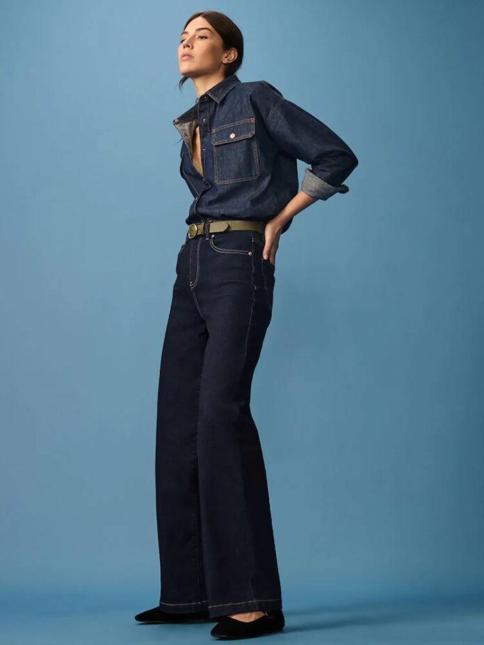 Quần jeans ống đứng, cạp cao