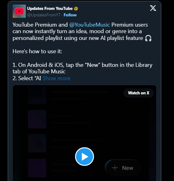 YouTube Music có tính năng AI mới cho phép tạo danh sách phát bằng câu lệnh mô tả