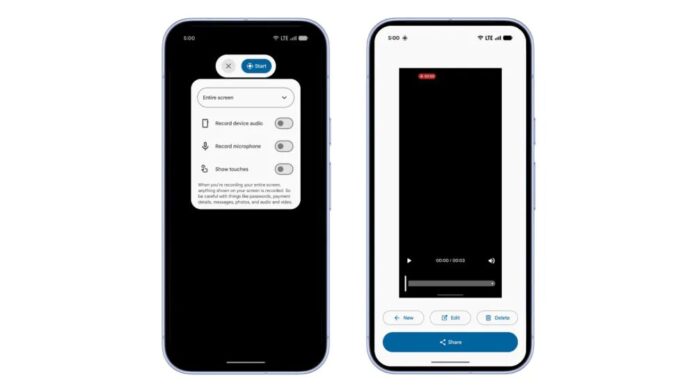 Thiết kế mới của tính năng quay màn hình (Ảnh: Internet)