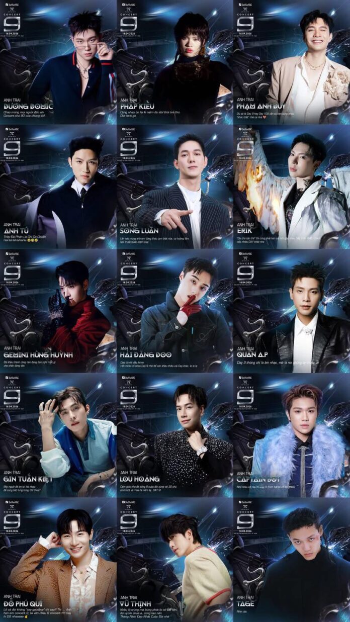 Danh sách các Anh Trai xác nhận tham gia Day 9. Nguồn: internet