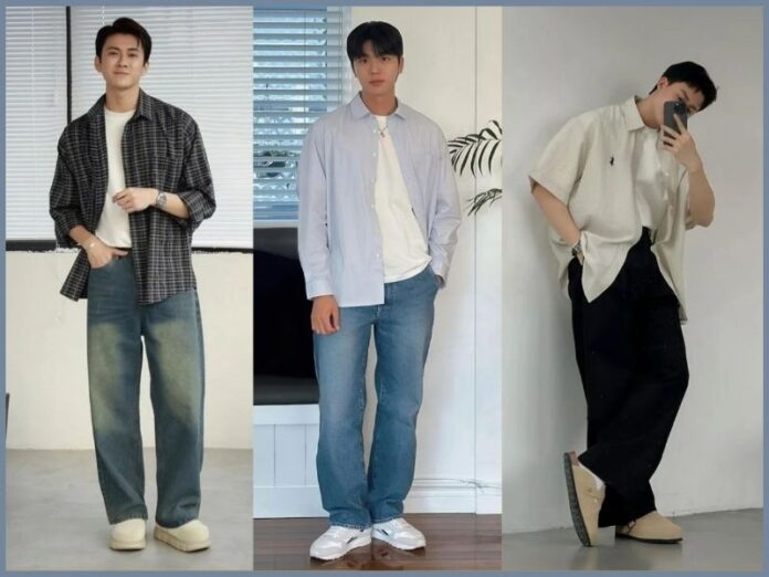 Áo thun + Sơ mi khoác ngoài + Quần Cargo