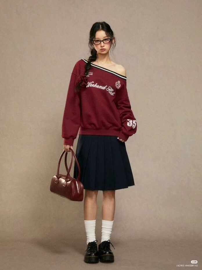 Áo trễ vai + Chân váy dài