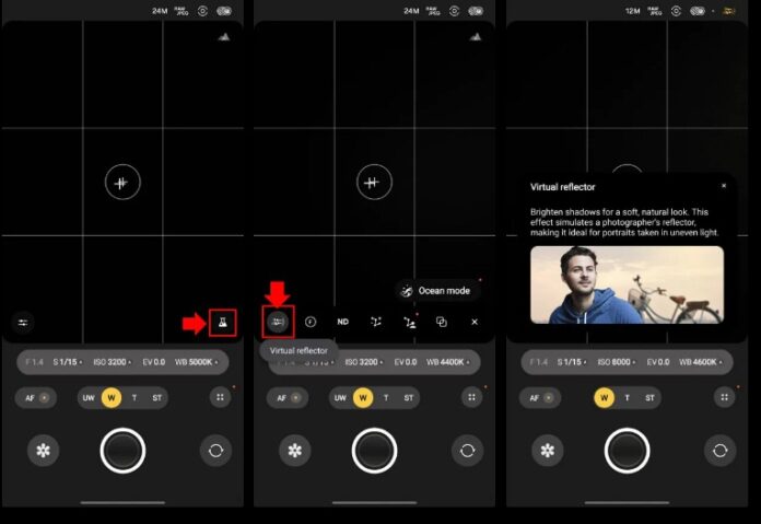 Ứng dụng Expert Raw với tính năng Bộ Phản Xạ Ảo trên điện thoại Galaxy S26 (Ảnh: Internet)