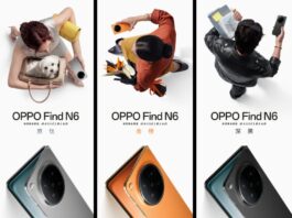 Thông báo ra mắt điện thoại màn hình gập OPPO Find N6 với màu bạc, màu cam, màu đen (Ảnh: Internet)
