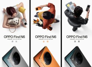 Thông báo ra mắt điện thoại màn hình gập OPPO Find N6 với màu bạc, màu cam, màu đen (Ảnh: Internet)