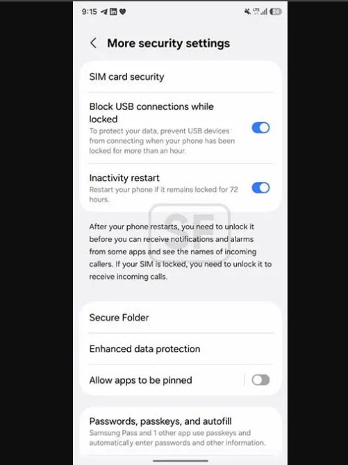 Tính năng khởi động lại sau thời gian không hoạt động của Samsung (Ảnh: Internet) Tính năng khởi động lại sau thời gian không hoạt động của Samsung (Ảnh: Internet)
