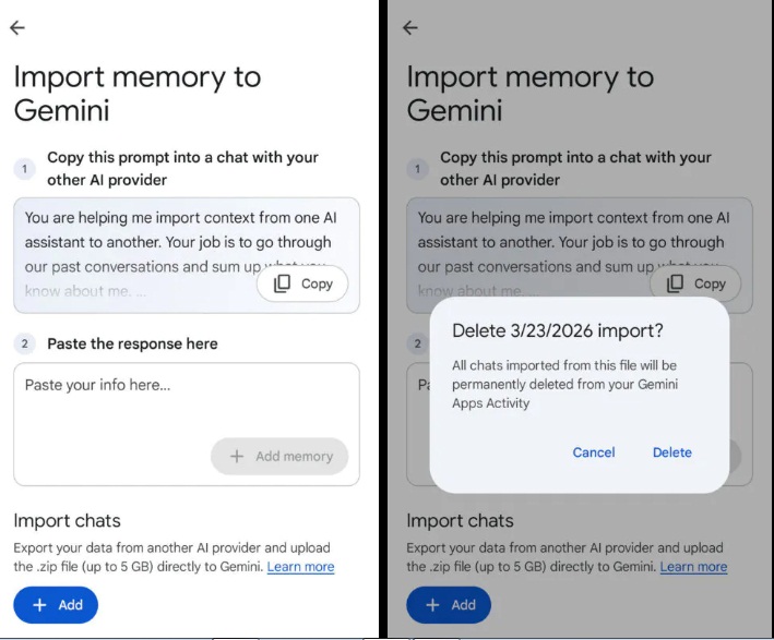 Nhập cuộc trò chuyện vào Gemini (Ảnh: Internet)