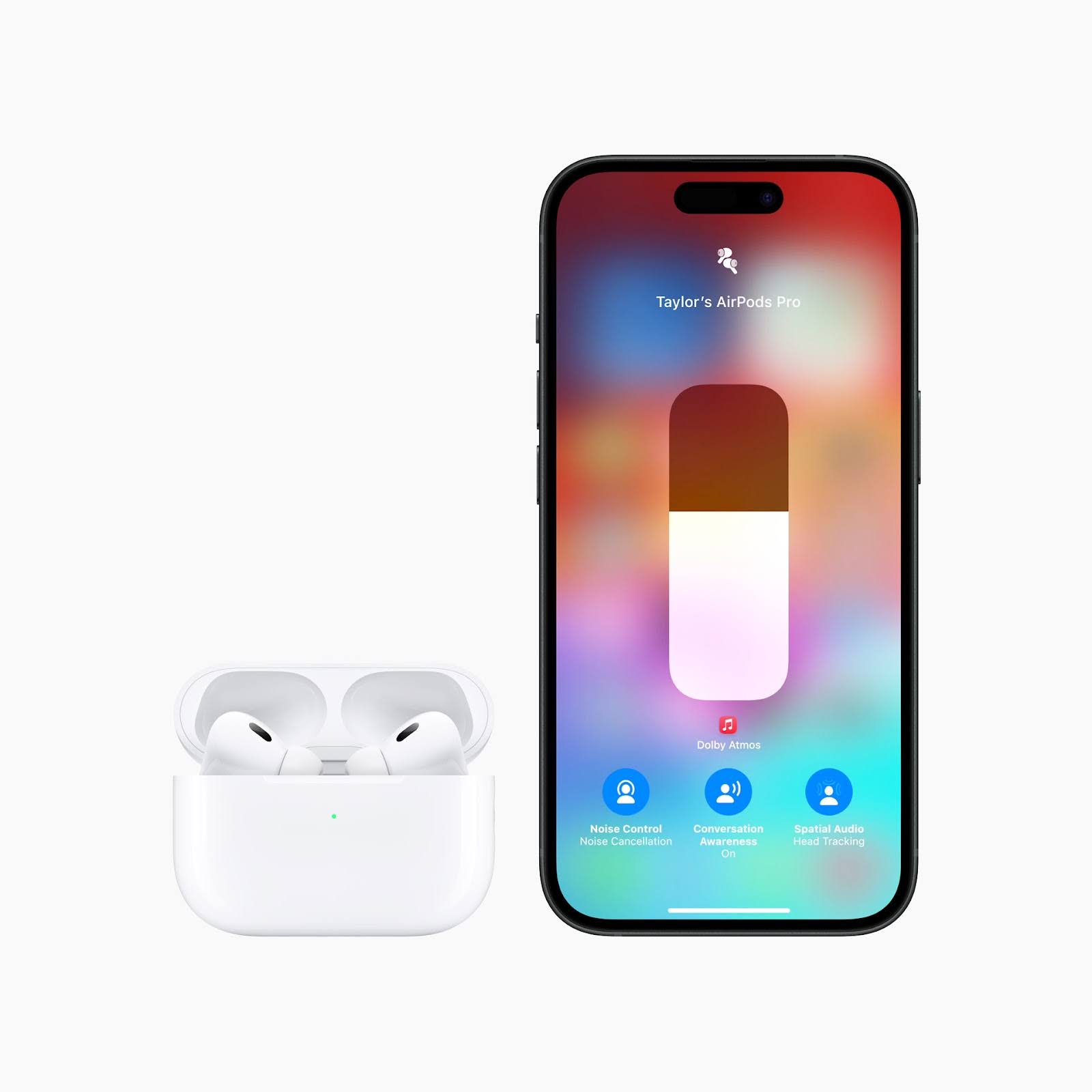 AirPods Pro (thế hệ thứ 2) được trang bị các tính năng bao gồm Âm Thanh Thích Ứng, chế độ nghe kết hợp linh hoạt giữa chế độ Xuyên Âm và Chủ Động Khử Tiếng Ồn. Ảnh: Apple