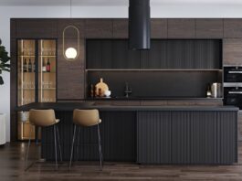 Tủ bếp gỗ tối màu