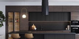 Tủ bếp gỗ tối màu