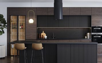 Tủ bếp gỗ tối màu