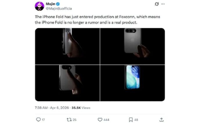 Tin đồn về việc Apple bắt đầu sản xuất iPhone Fold trên X (Ảnh: Internet)