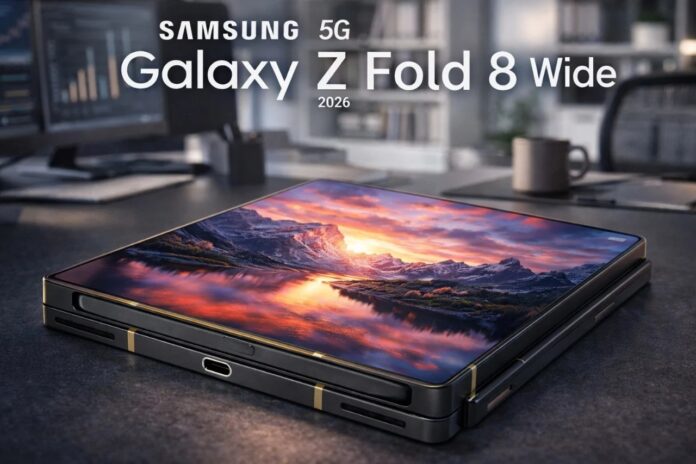 Hình ảnh dự đoán điện thoại gập Galaxy Z Fold 8 Wide của Samsung (Ảnh: Internet)