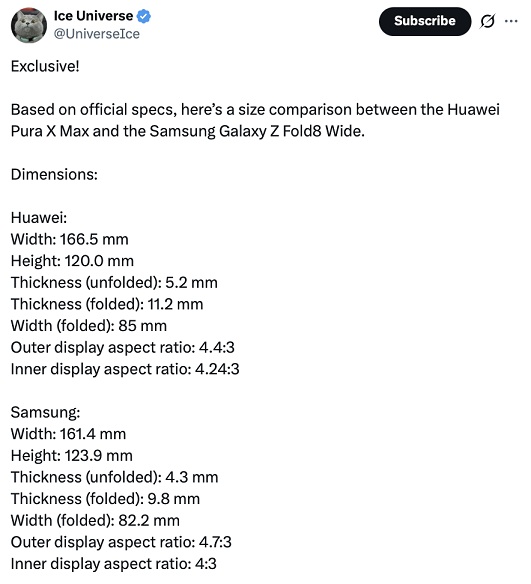 Tiết lộ tỷ lệ khung hình của Galaxy Z Fold 8 Wide (Ảnh: Internet)