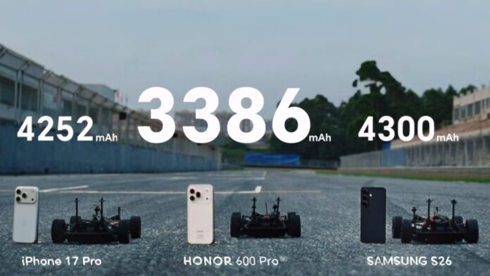 Honor dùng pin từ Honor 600 Pro, iPhone 17 Pro và Galaxy S26 để chạy xe RC, so độ bền theo cách trực quan, dễ hiểu (Ảnh: Internet)