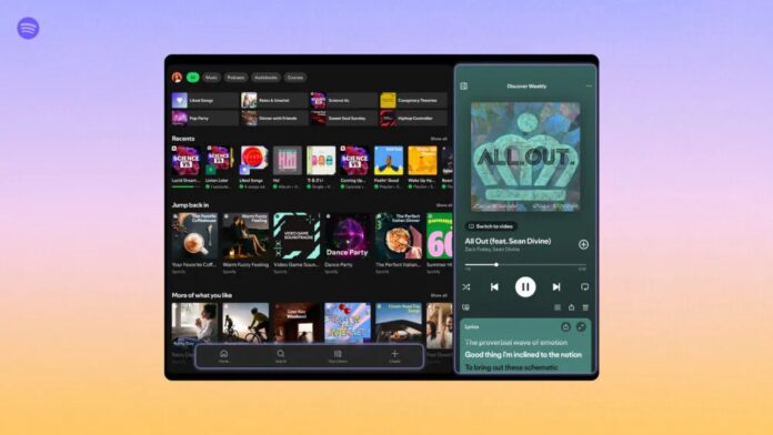 Giao diện mới của Spotify trên máy tính bảng (Ảnh: Internet)
