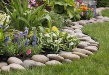 Viền vườn bằng đá cuội
