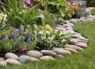 8 ý tưởng viền vườn tiết kiệm giúp luống hoa thêm nổi bật và tinh tế Viền vườn bằng đá cuội