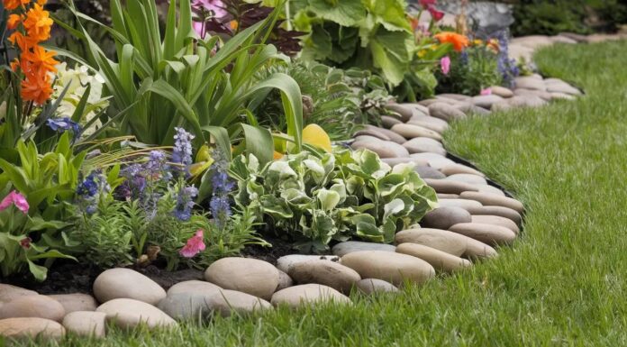 Viền vườn bằng đá cuội