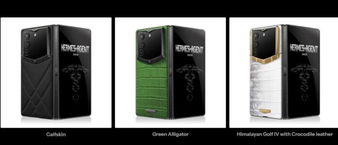 Điện thoại Vertu AlphaFold với các tùy chọn mặt lưng bằng da (Ảnh: Internet)