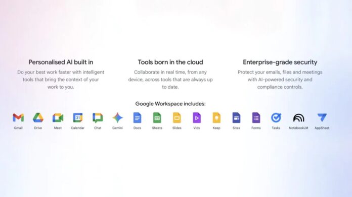 Trang web Google Workspace hiển thị các biểu tượng ứng dụng cũ (Ảnh: Internet)