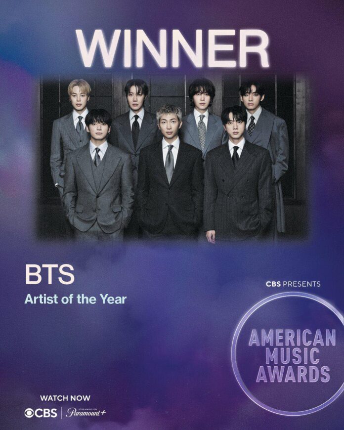 BTS vượt qua nhiều nghệ sĩ tên tuổi để giành giải thưởng "Nghệ sĩ của năm" (Ảnh: Internet)