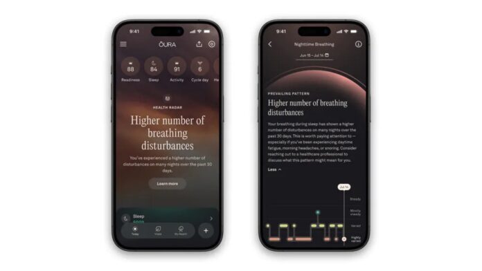 Tính năng Theo dõi Hô hấp Ban đêm của Oura (Ảnh: Internet)
