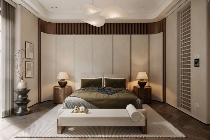 Một chiếc ghế dài hoặc ghế đôn cuối giường luôn tạo cảm giác căn phòng được thiết kế chỉn chu hơn