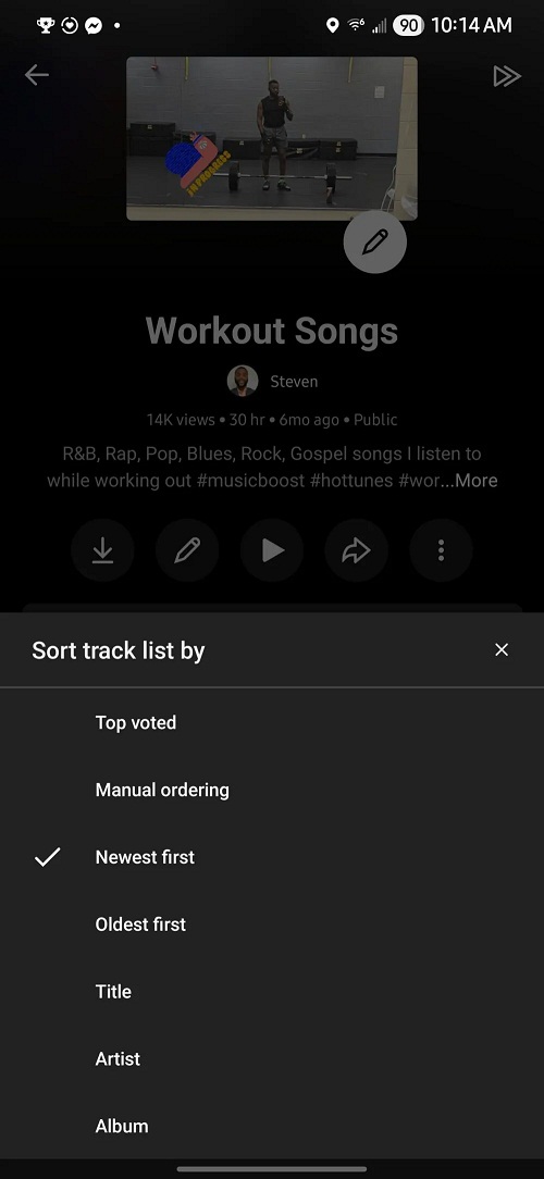 Ứng dụng YouTube Music có thêm tính năng sắp xếp danh sách phát theo tên bản nhạc